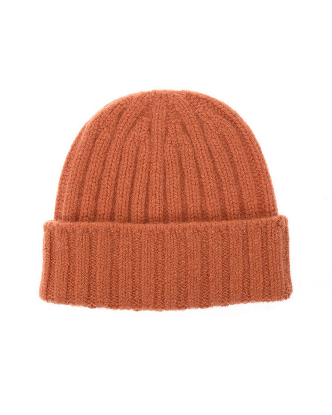 Knit Cap in Cashmere 2x2 Rib - Orange