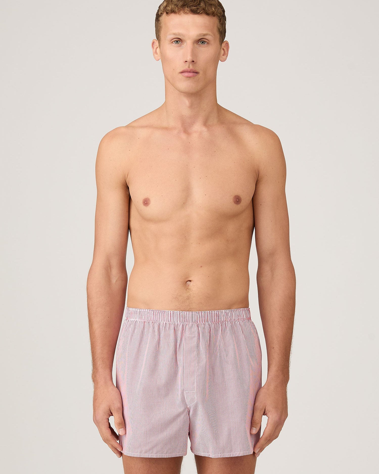 Classic Boxer Shorts - White/Red/Navy Pinstripe