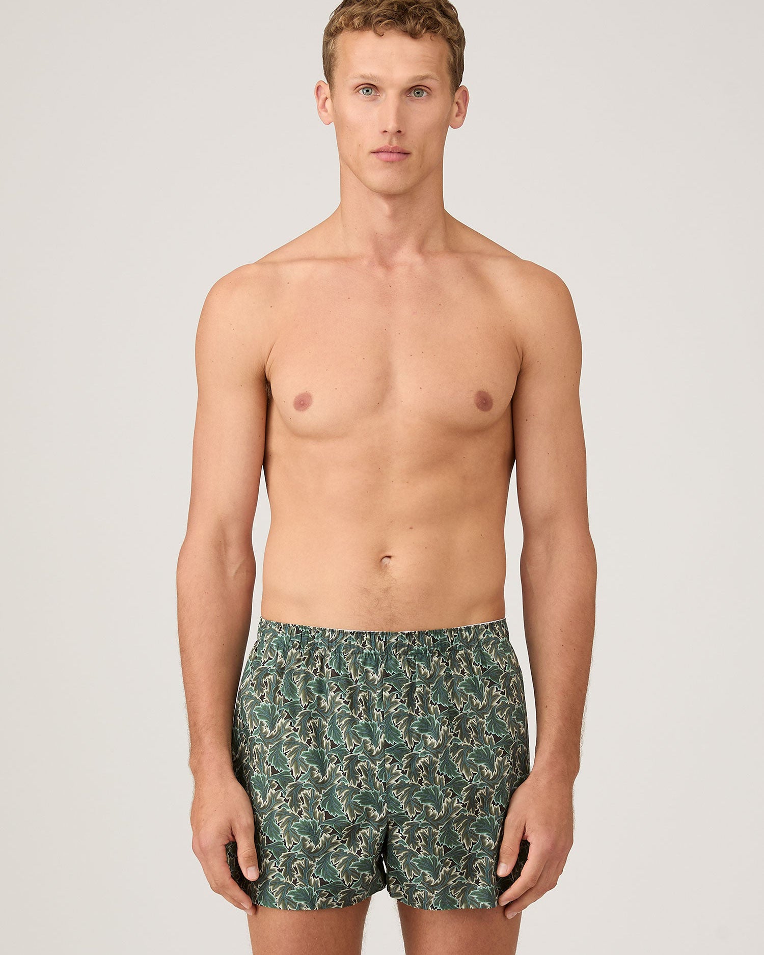 Classic Boxer Shorts in Liberty Fabric - Midnight Green Canopy