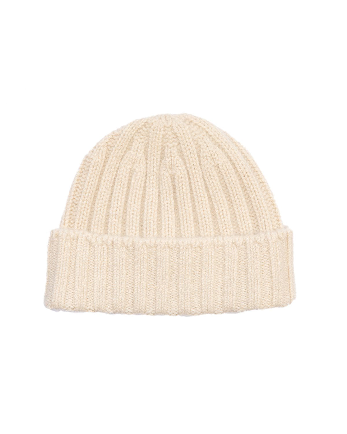 Knit Cap in Cashmere 2x2 Rib - Ivory