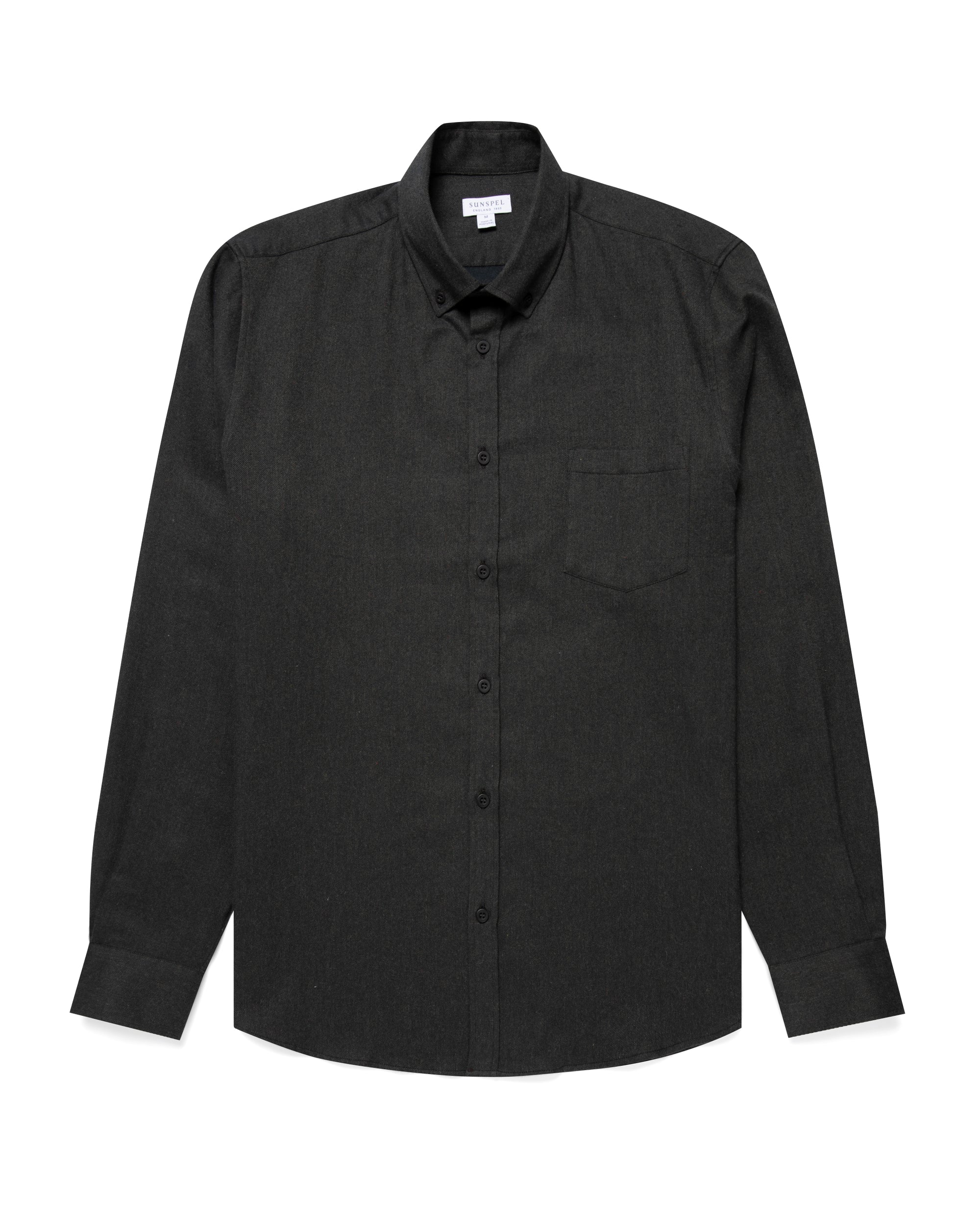 Flannel Button-Down Shirt - Dark Moss Melange