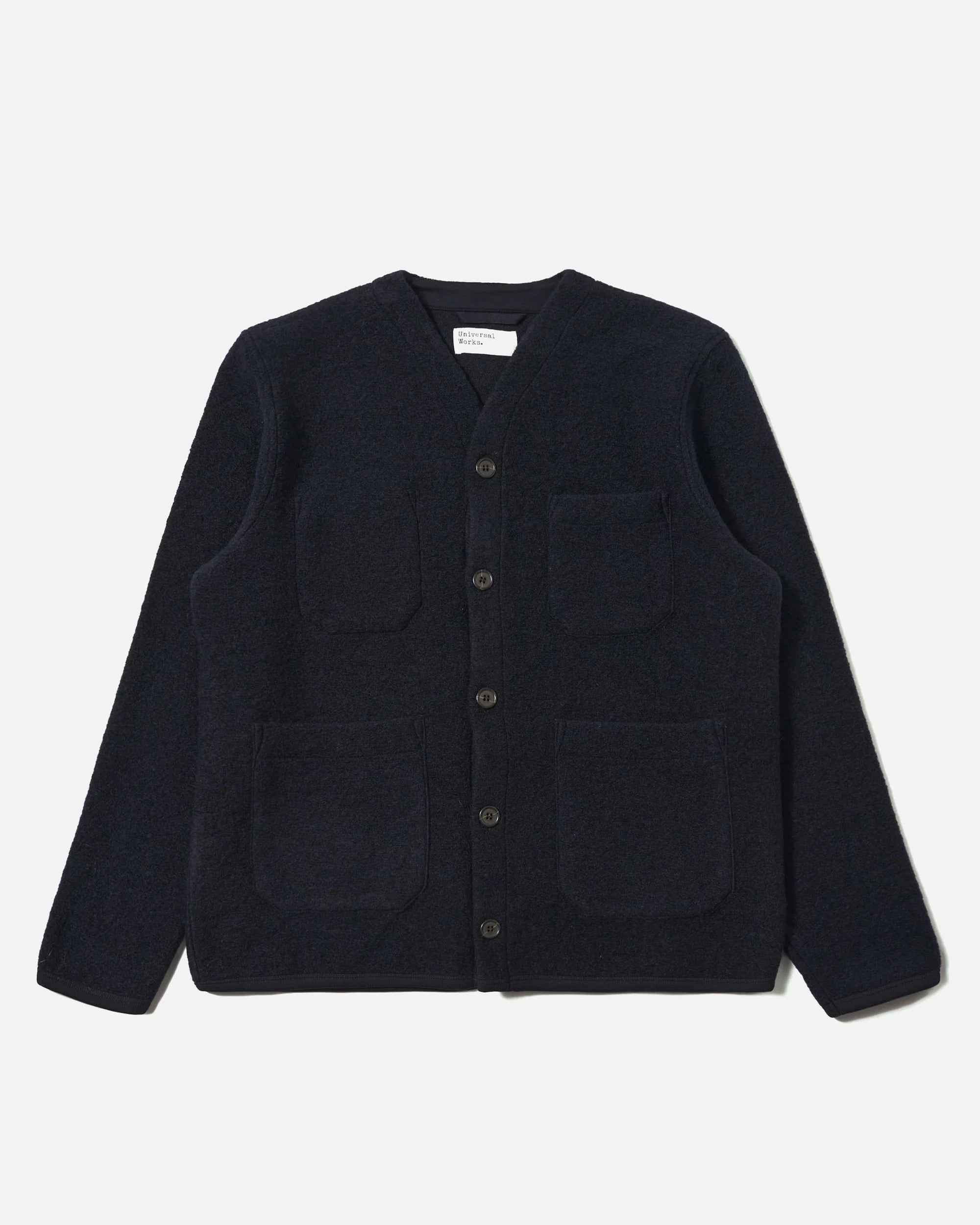 Wool Fleece Cardigan - Navy