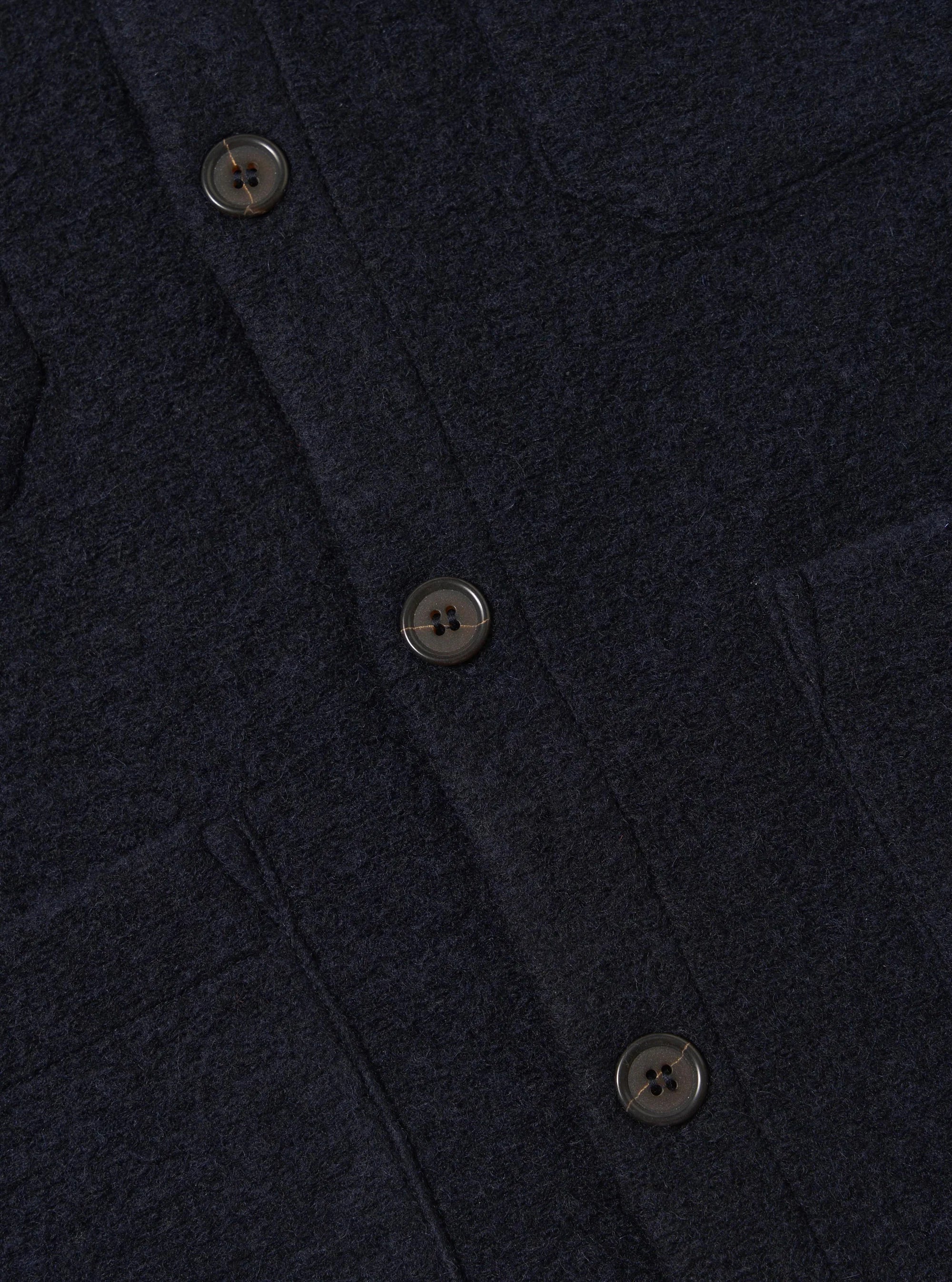 Wool Fleece Cardigan - Navy
