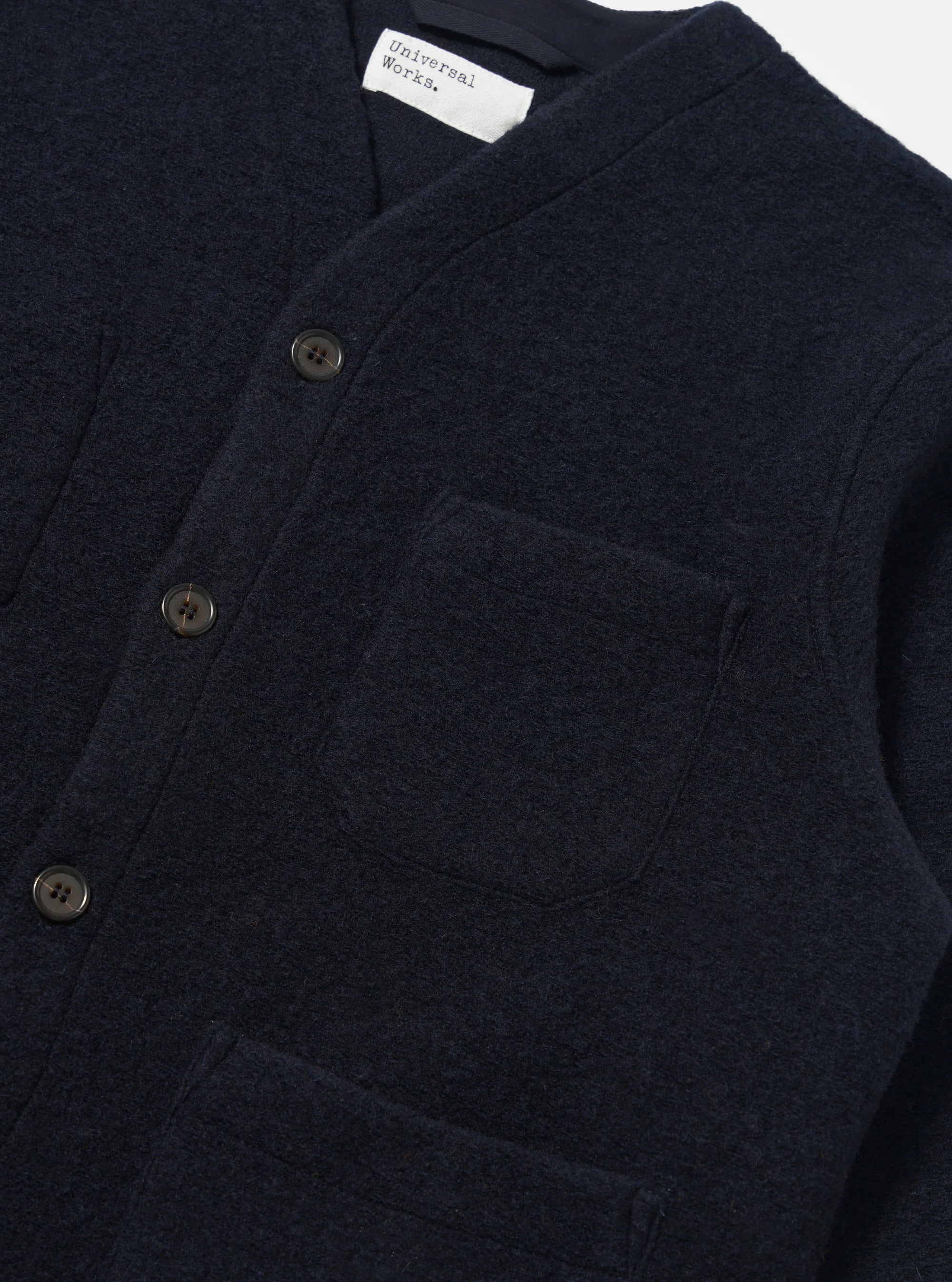 Wool Fleece Cardigan - Navy