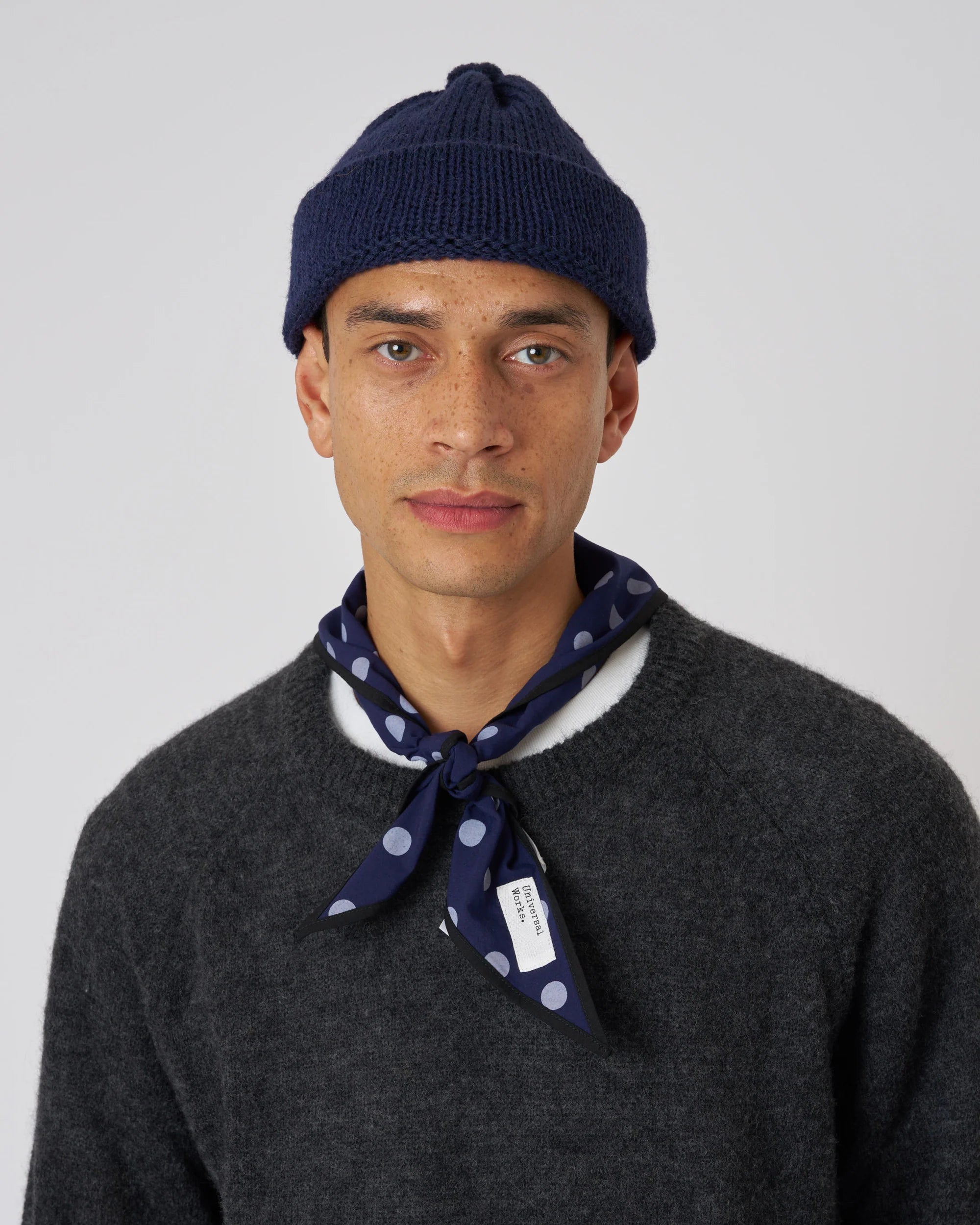 Alpaca/British Wool Bobble Hat - Navy