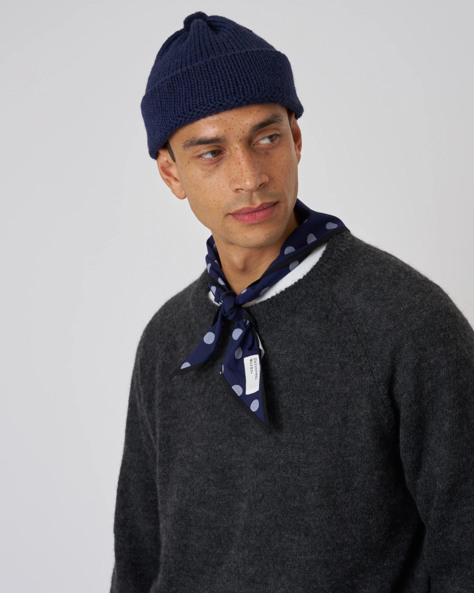 Scout Scarf - Navy Bold Dot Print Rayon