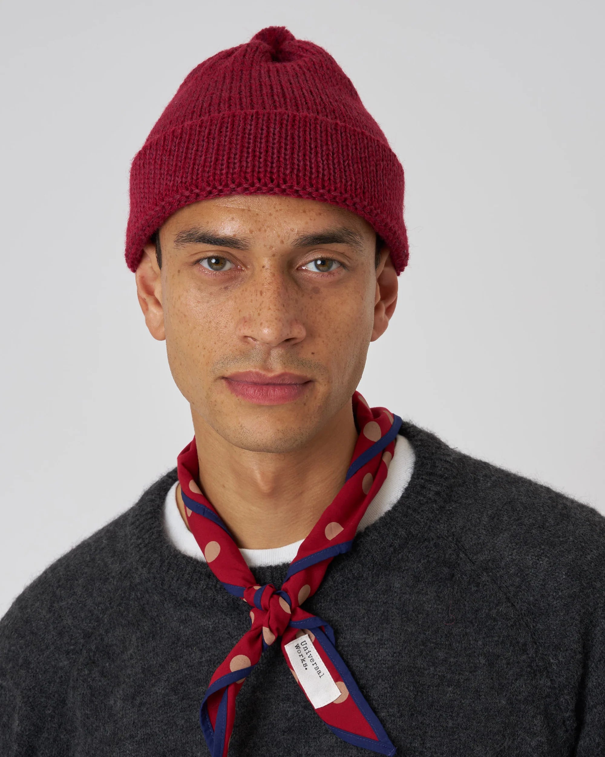 Alpaca/British Wool Bobble Hat - Red
