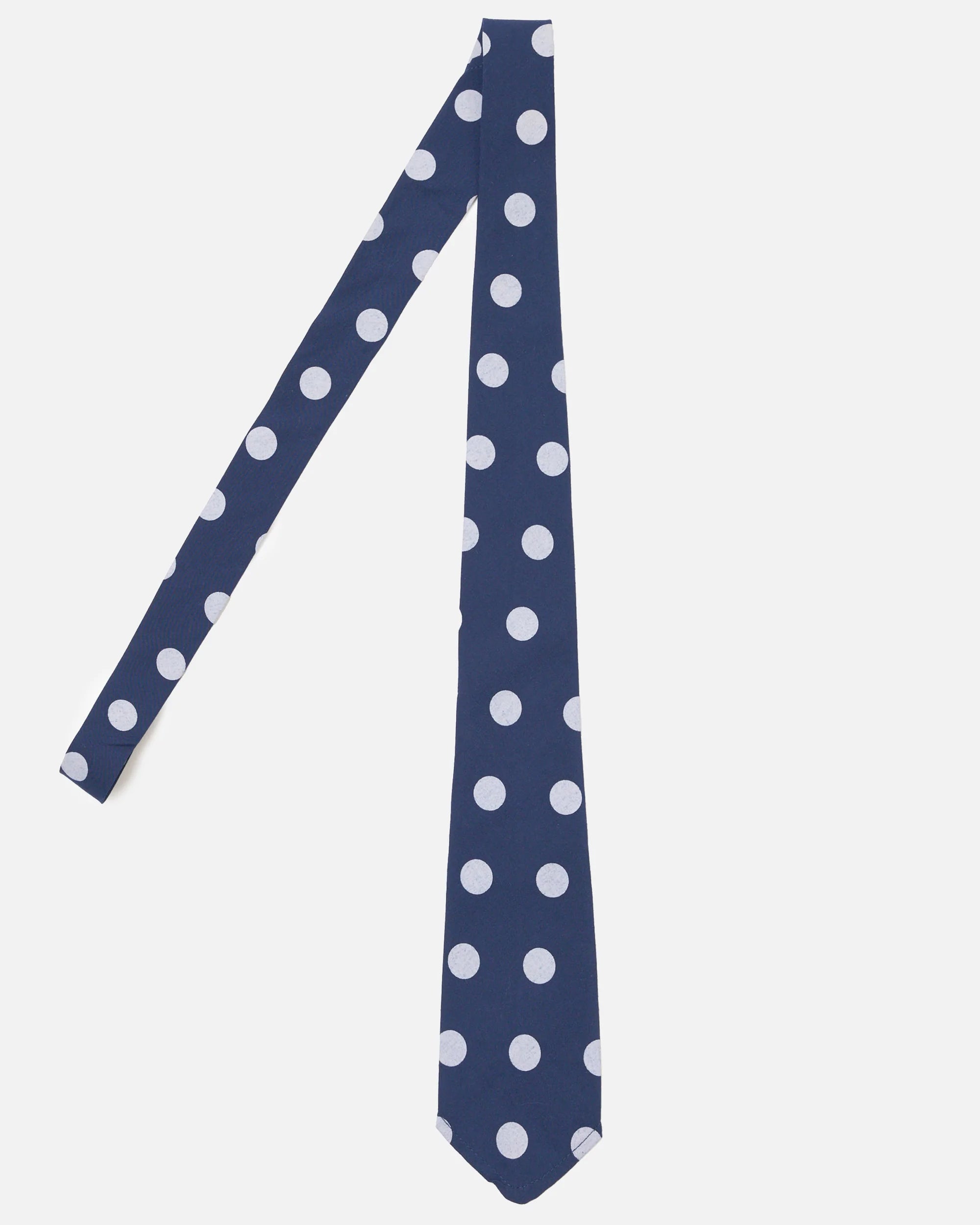 Tie - Navy Bold Dot Print Rayon