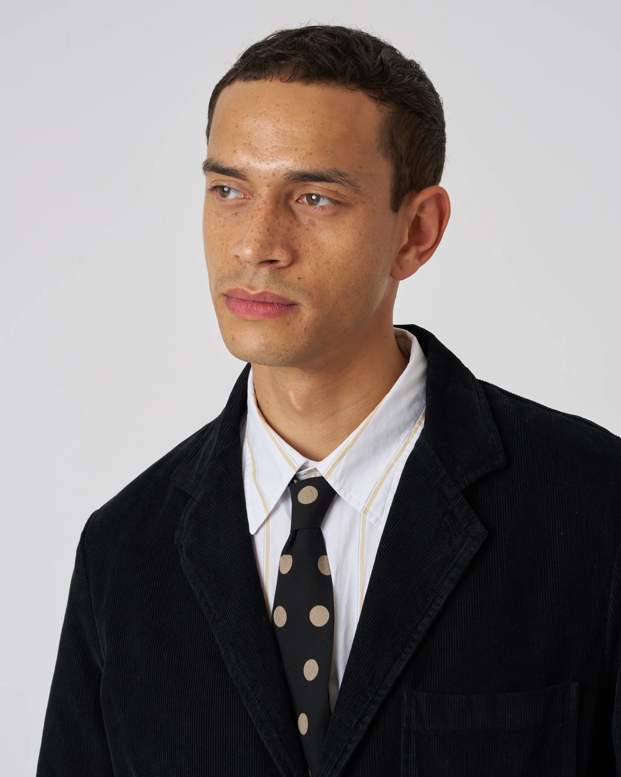 Tie - Black Bold Dot Print Rayon