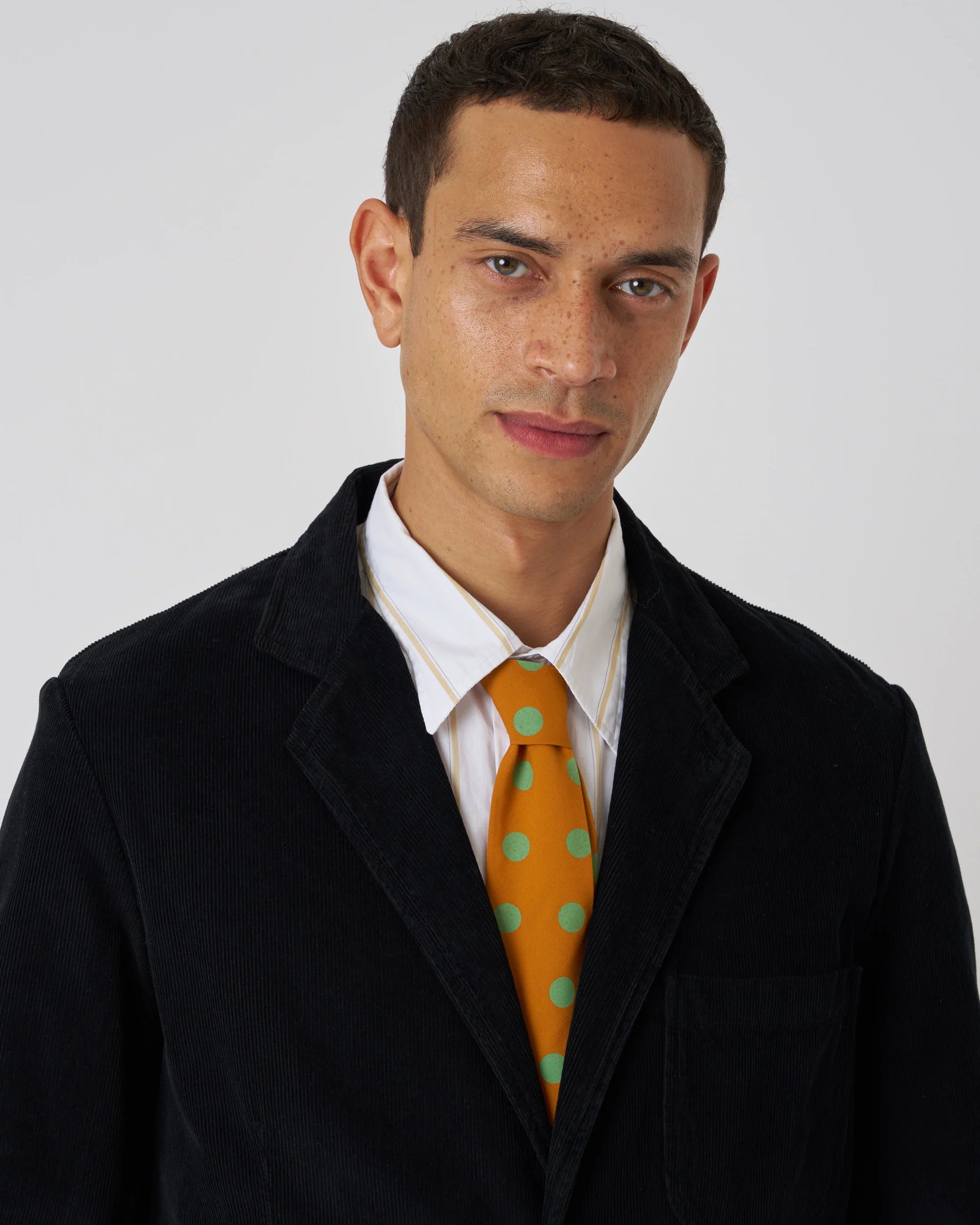 Tie - Mustard Bold Dot Print Rayon