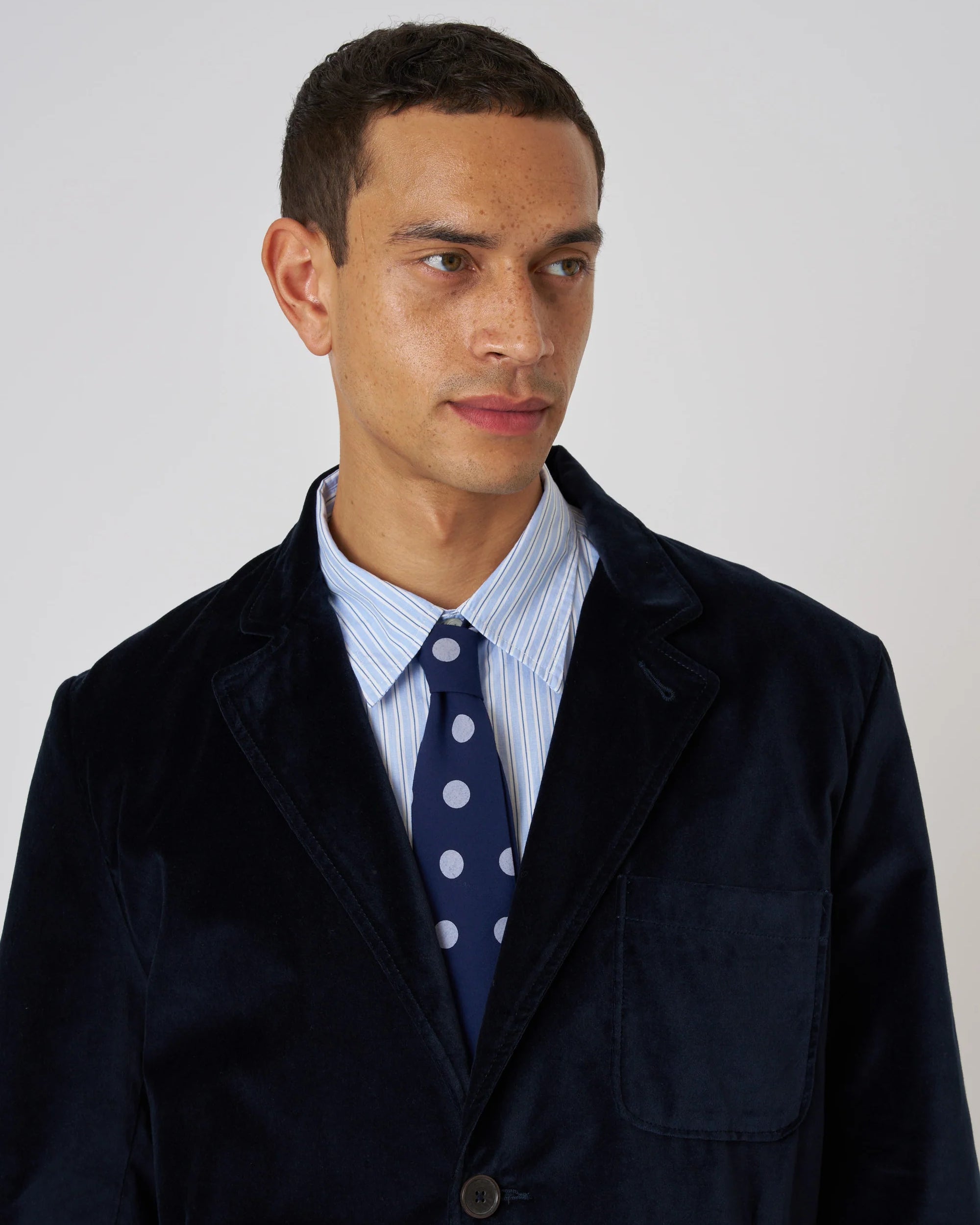 Tie - Navy Bold Dot Print Rayon