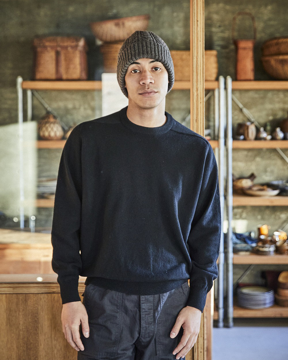 Simple Crew Neck Sweater Crafted In Japan - Black