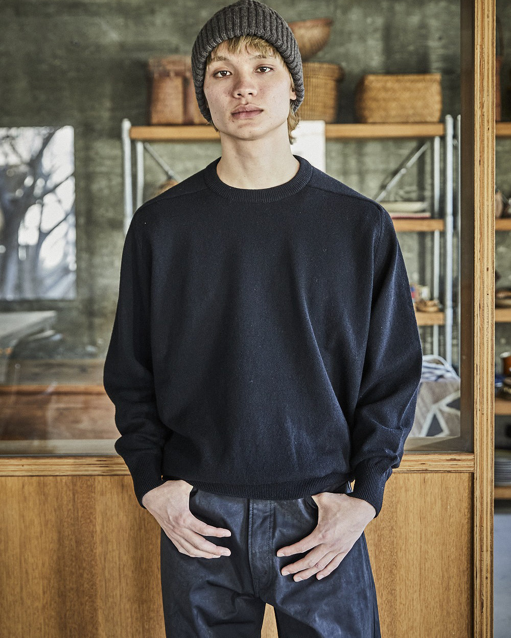 Simple Crew Neck Sweater Crafted In Japan - Black