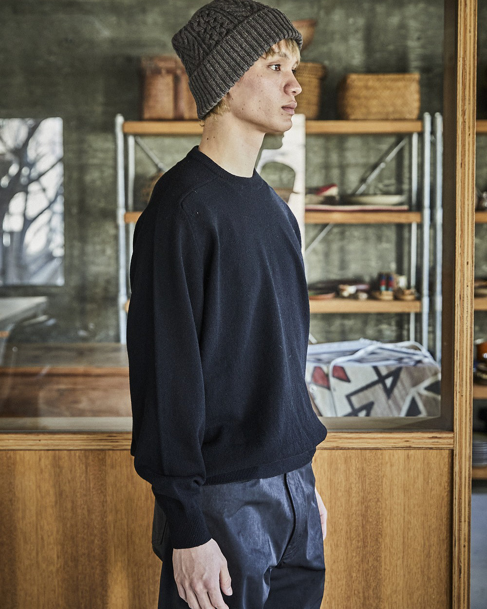 Simple Crew Neck Sweater Crafted In Japan - Black