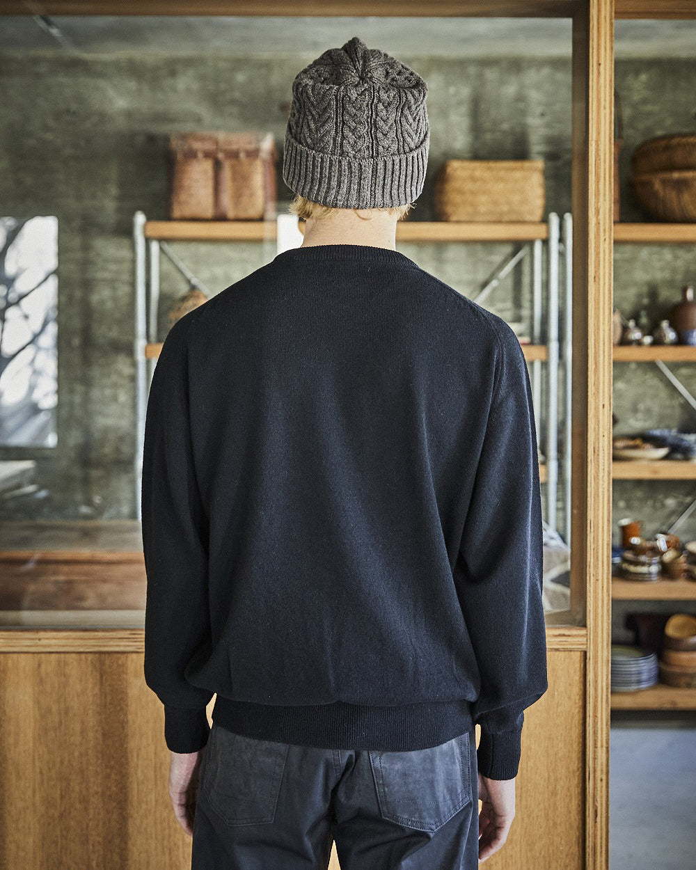 Simple Crew Neck Sweater Crafted In Japan - Black
