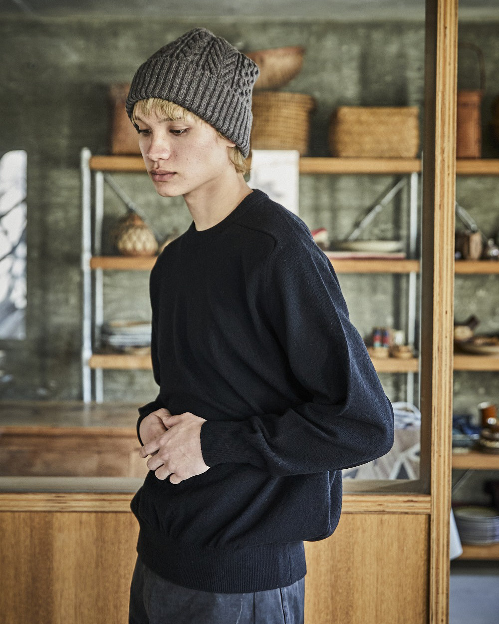 Simple Crew Neck Sweater Crafted In Japan - Black