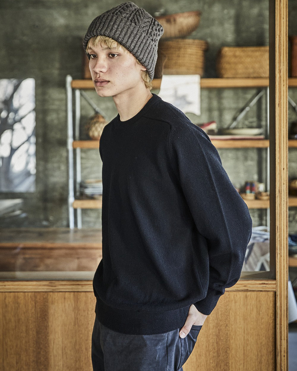 Simple Crew Neck Sweater Crafted In Japan - Black