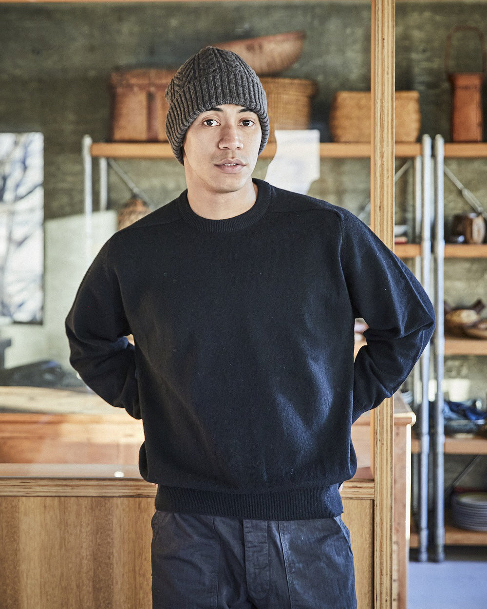 Simple Crew Neck Sweater Crafted In Japan - Black