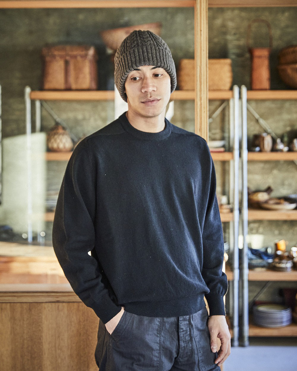 Simple Crew Neck Sweater Crafted In Japan - Black