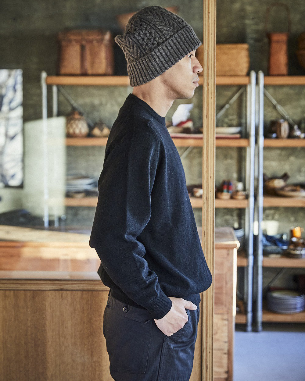 Simple Crew Neck Sweater Crafted In Japan - Black