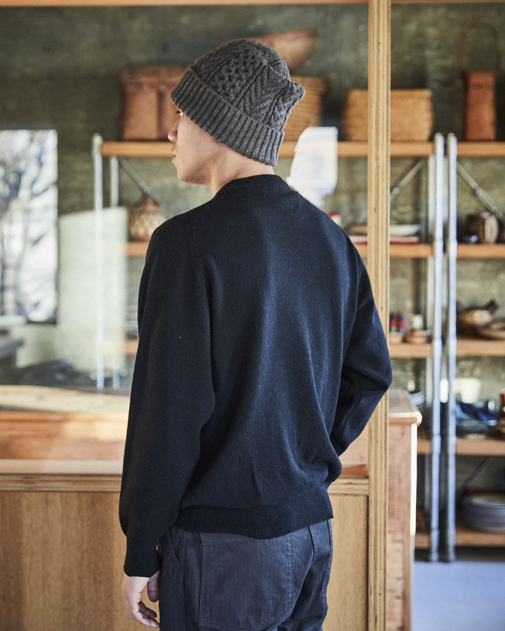 Simple Crew Neck Sweater Crafted In Japan - Black