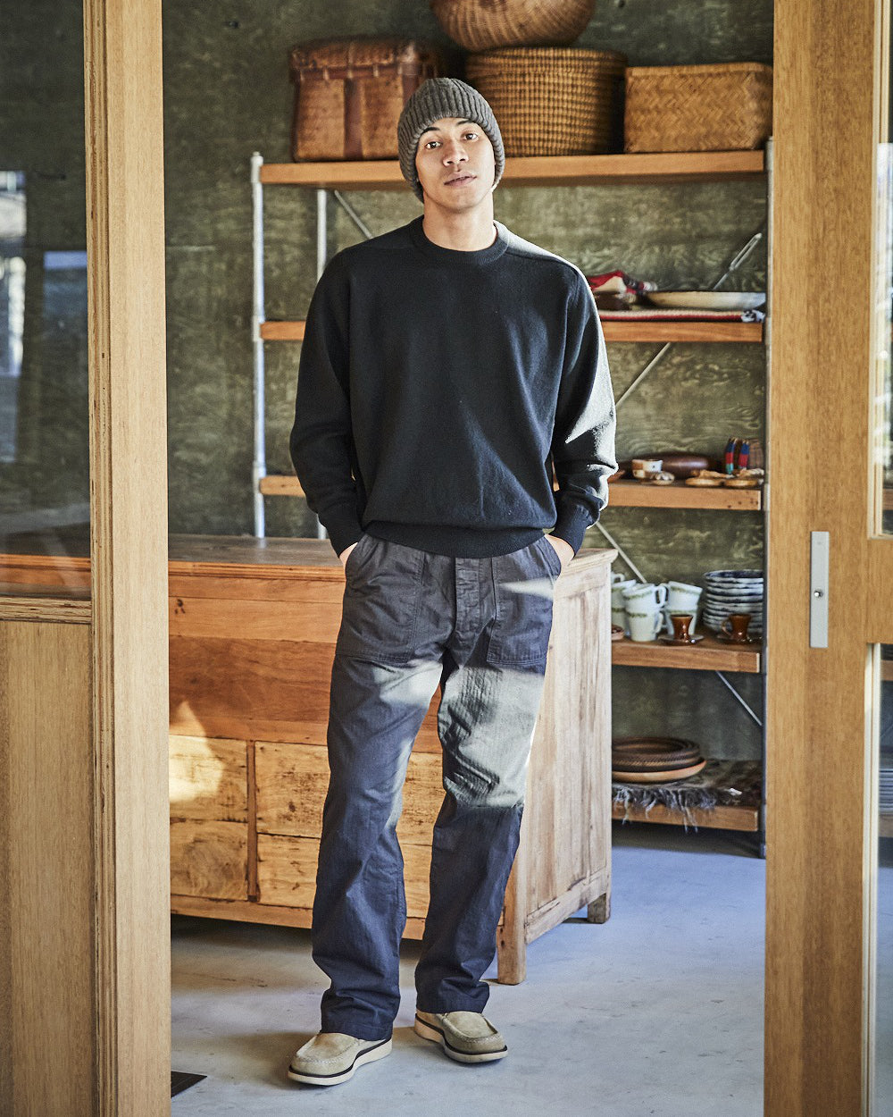 Simple Crew Neck Sweater Crafted In Japan - Black