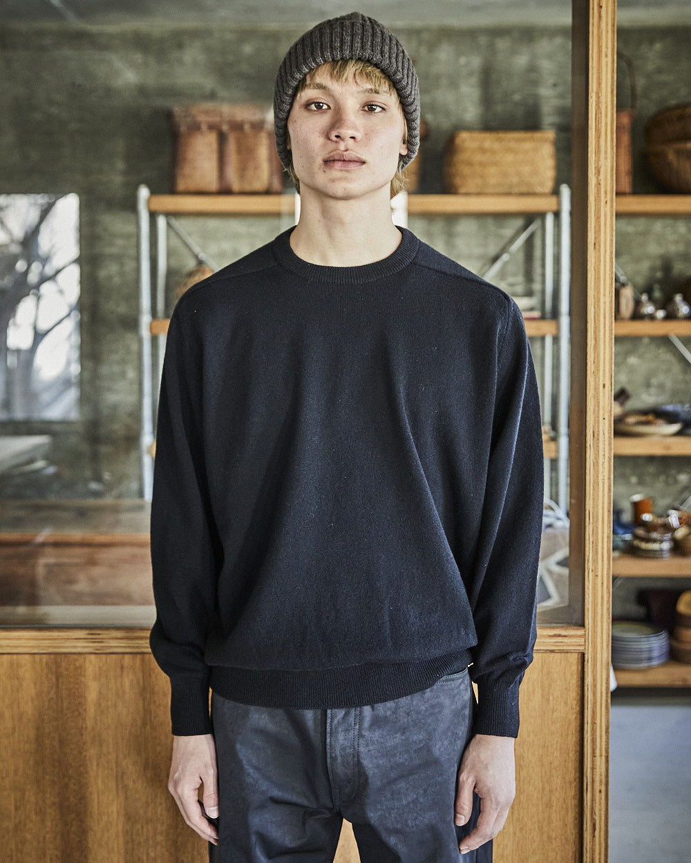 Simple Crew Neck Sweater Crafted In Japan - Black