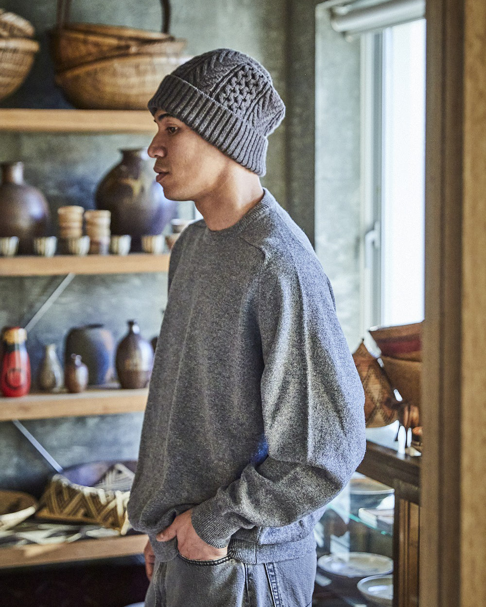 Simple Crew Neck Sweater Crafted In Japan - Heather Gray