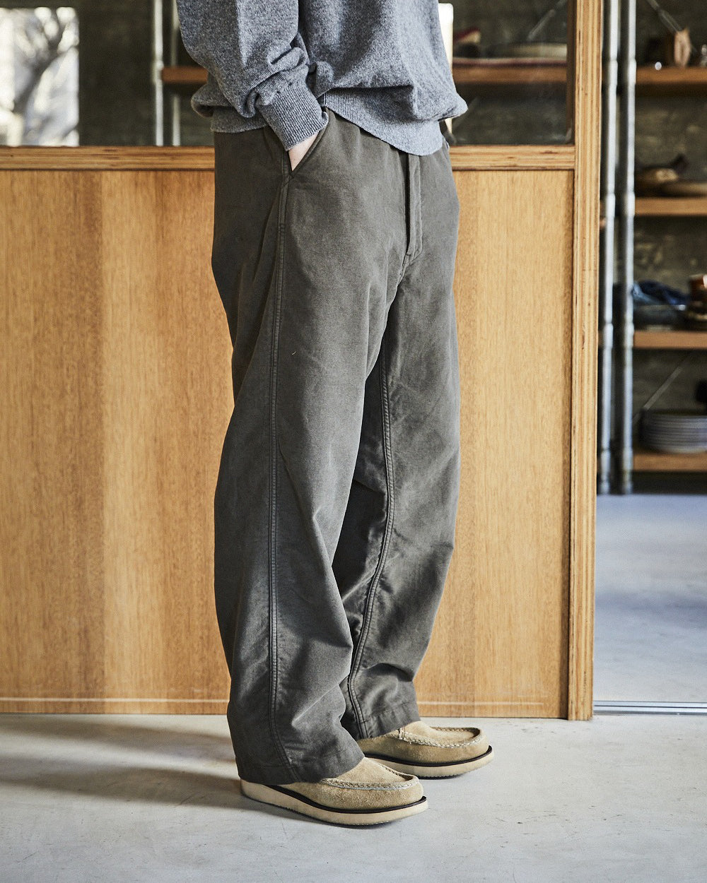 New Yorker Brushed Wide Trousers - Coffee Brown