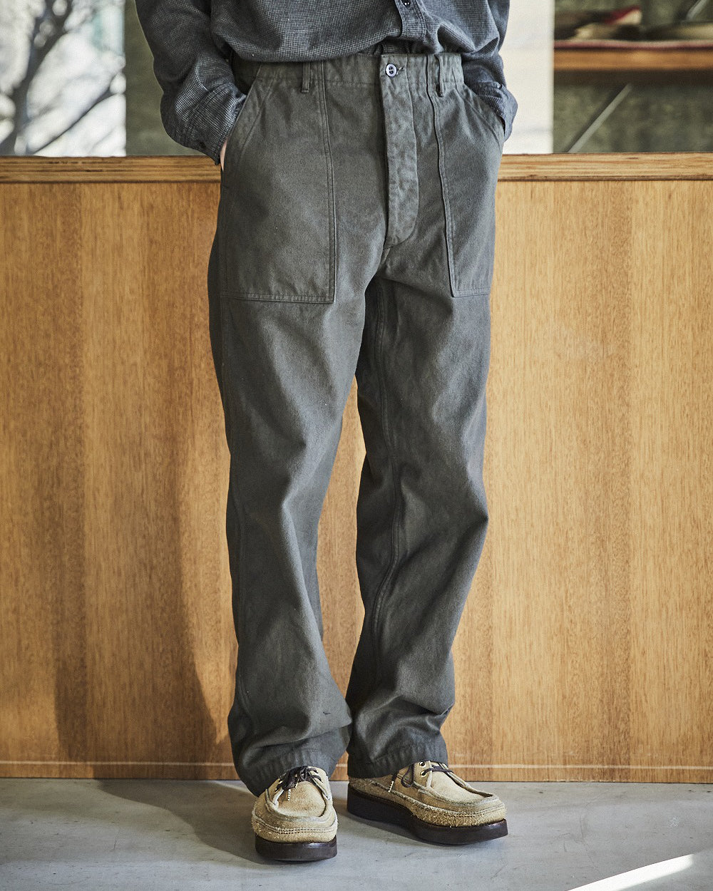 Brushed Serge Fatigue Pants Regular Fit - Coffee Brown