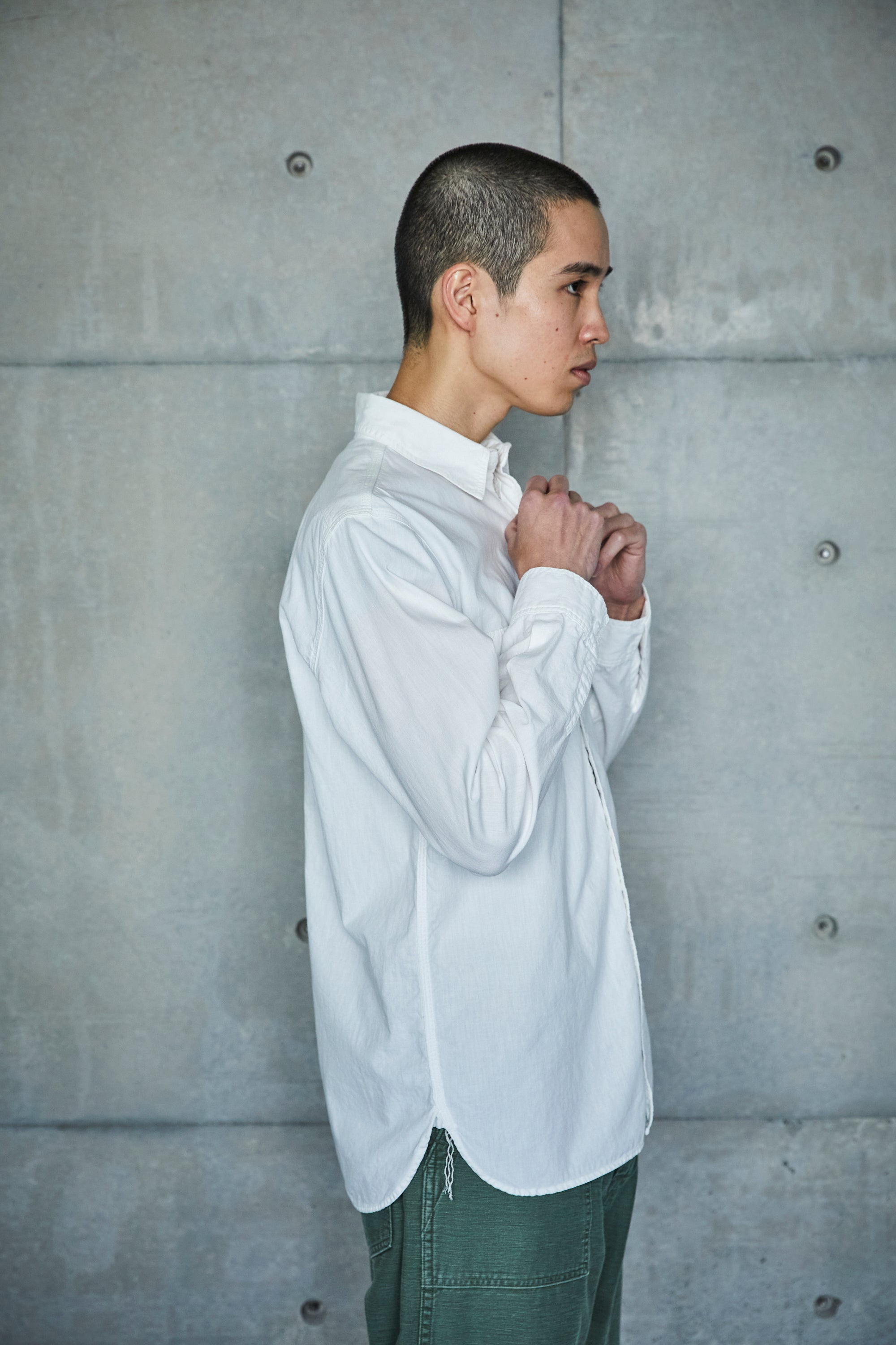 Slim Fit White Chambray Work Shirt