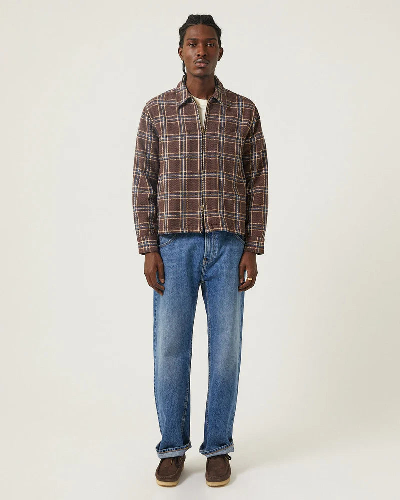 Venice Plaid Zip Jacket - Brown
