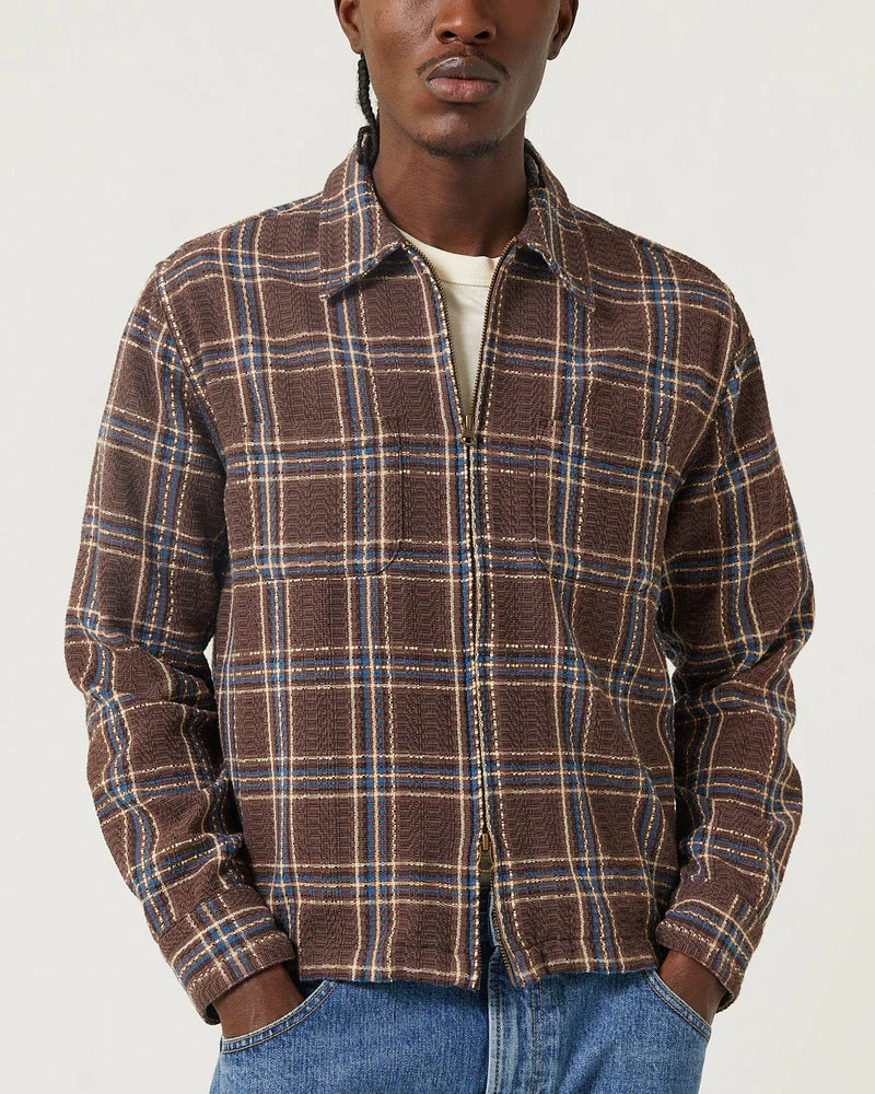 Venice Plaid Zip Jacket - Brown