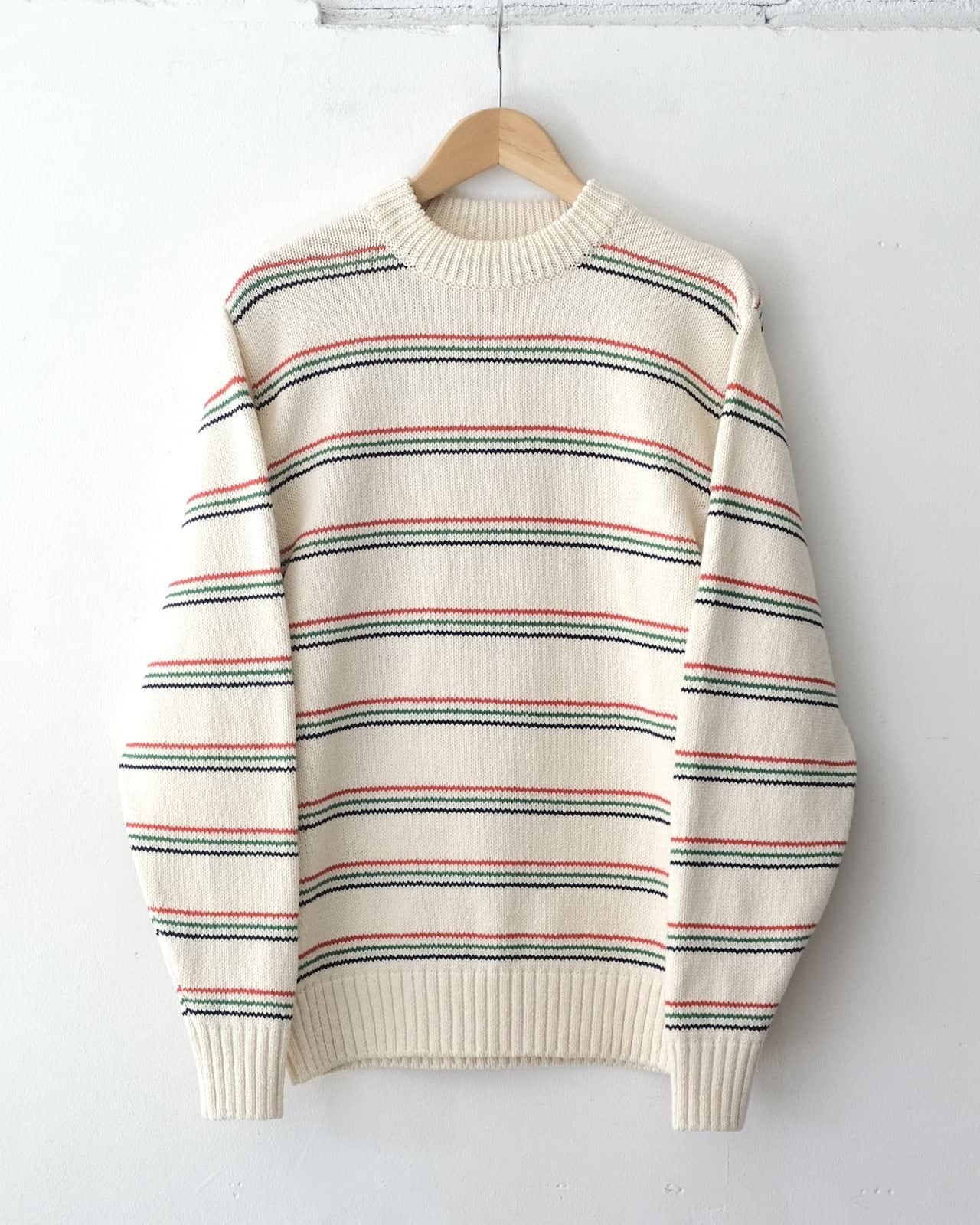 Crew Neck Border Sweater - White Border