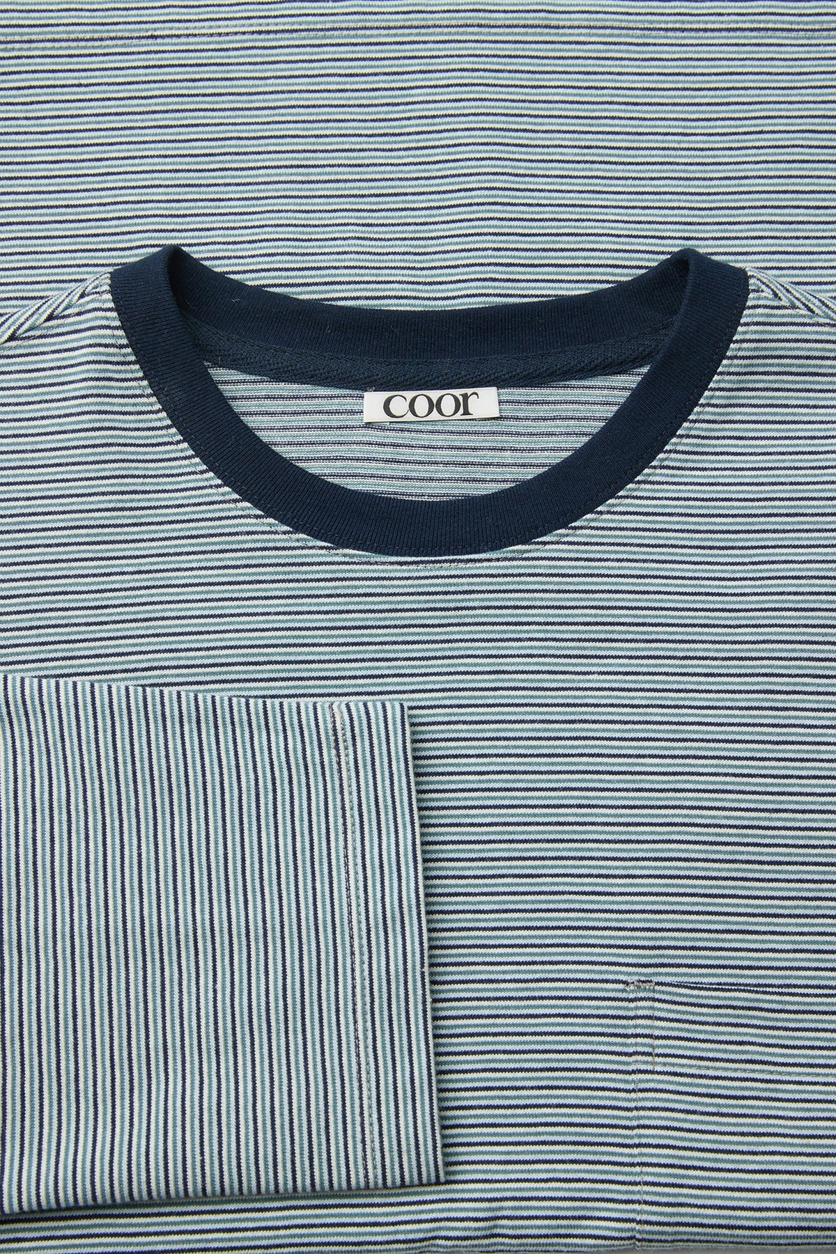 Multi Pin Stripe Pocket T-shirt - Blue