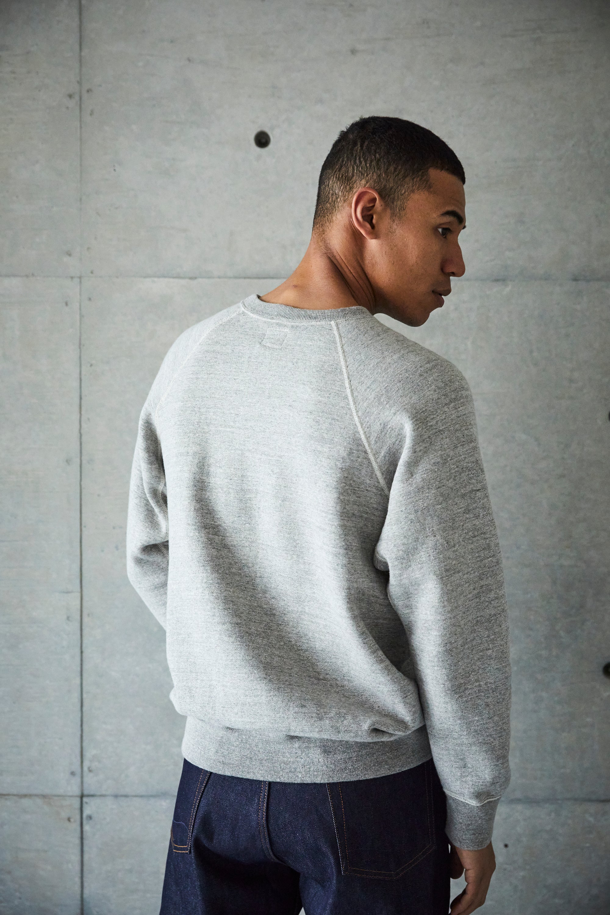 Loop Wheel Crew Neck Sweat Shirt - Heather Grey