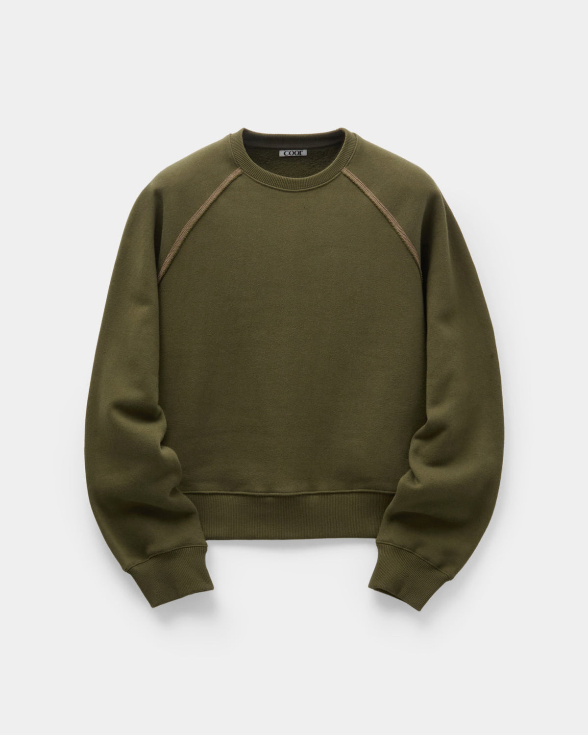 Contrast Stitch Raglan Sweatshirt - Khaki