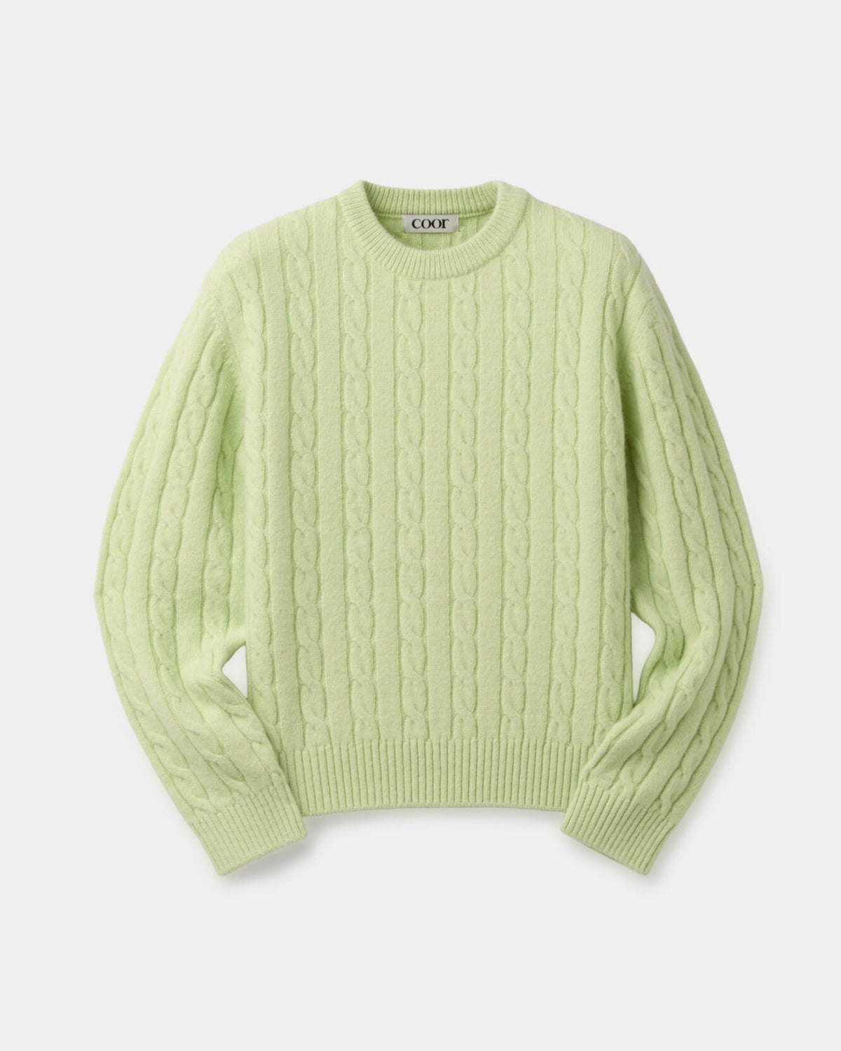 Alpaca Blend Cable Sweater - Lime Green