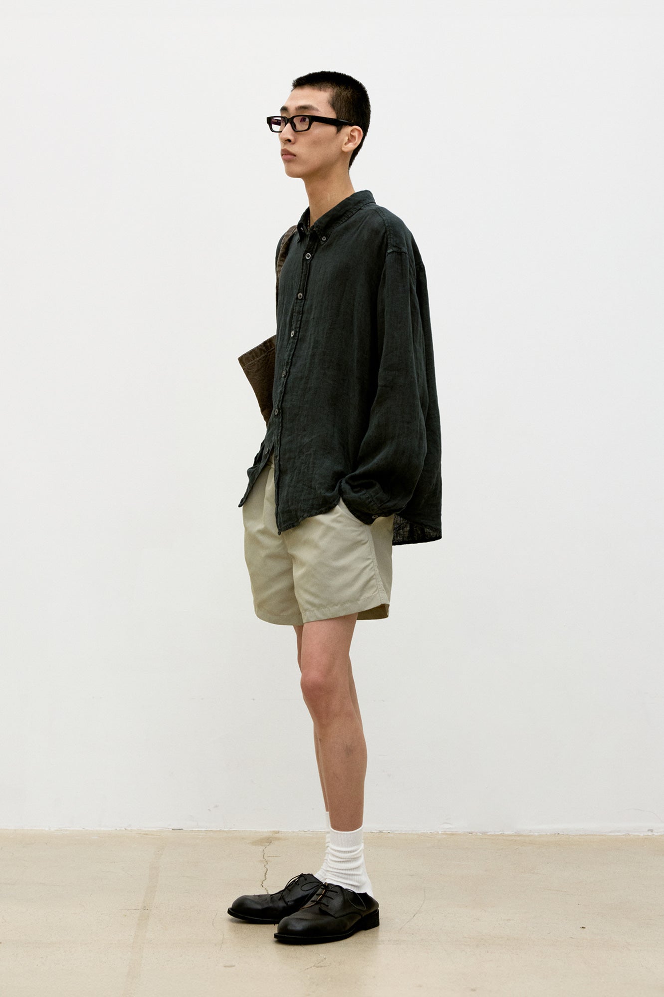 Linen Dyed Oversized Shirt - Washed Charcoal