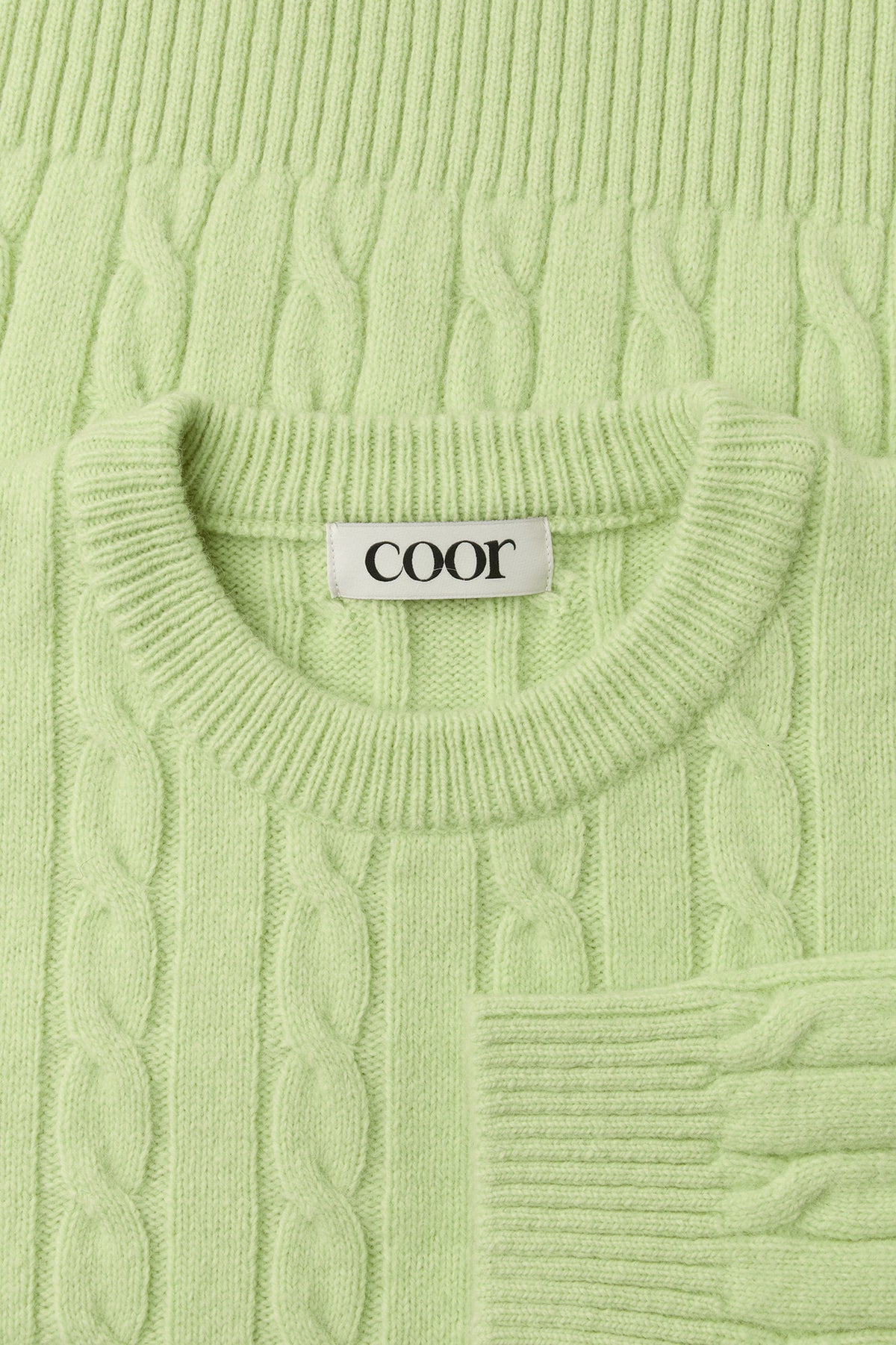 Alpaca Blend Cable Sweater - Lime Green