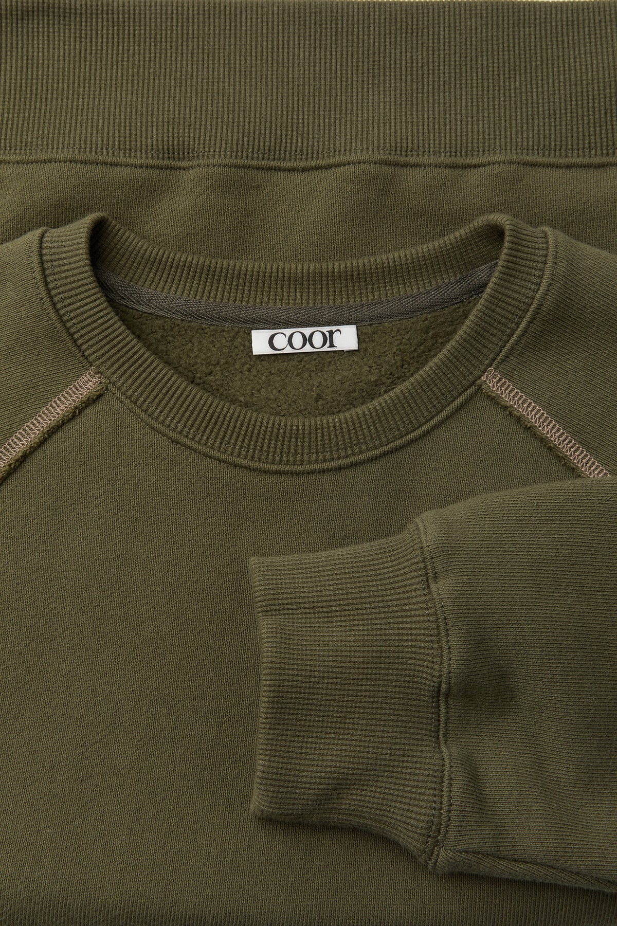 Contrast Stitch Raglan Sweatshirt - Khaki