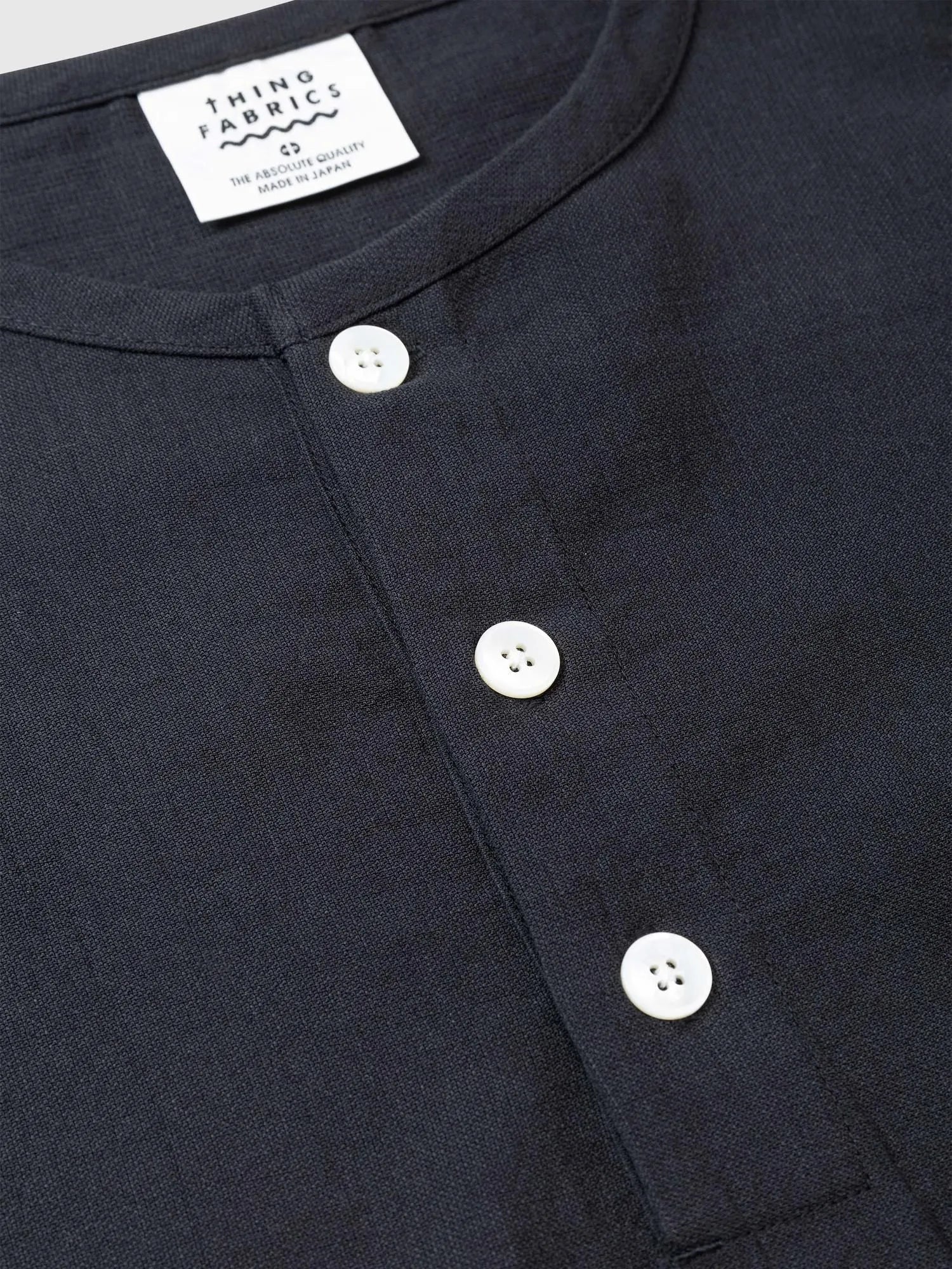 Towel Cloth Henly Neck Short Sleeve Shirt - Black