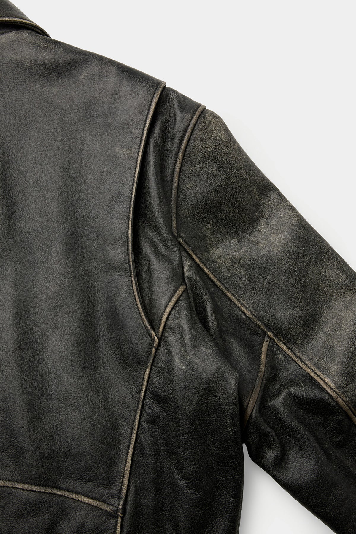Cow Washed Biker Leather Jacket - Washed Black