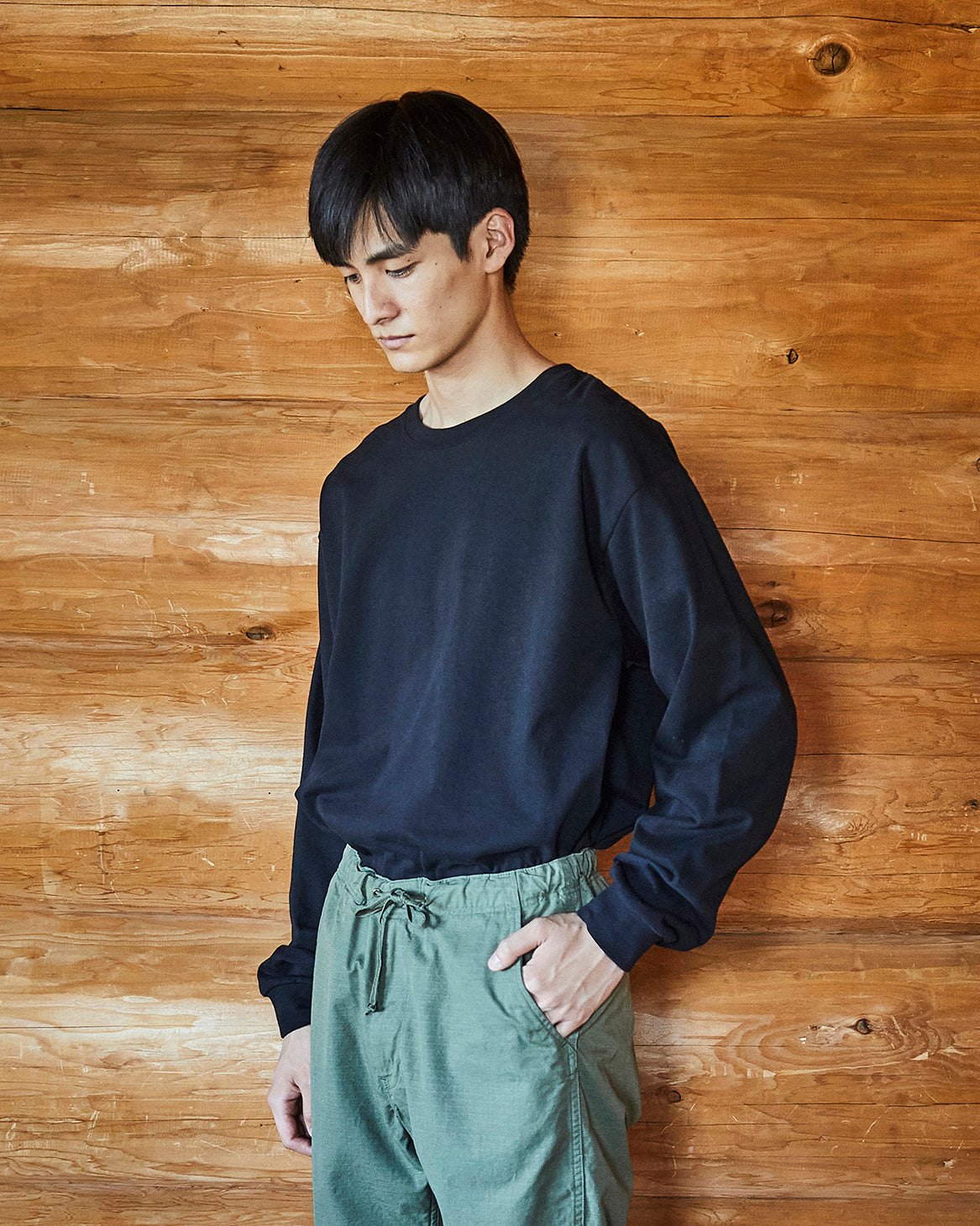Long Sleeve T-shirt With Pocket - Black
