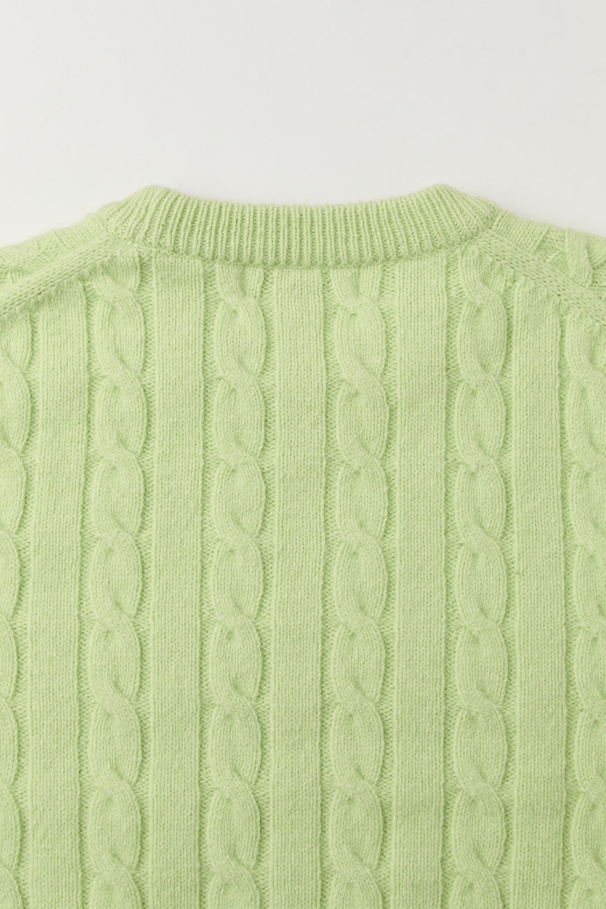 Alpaca Blend Cable Sweater - Lime Green