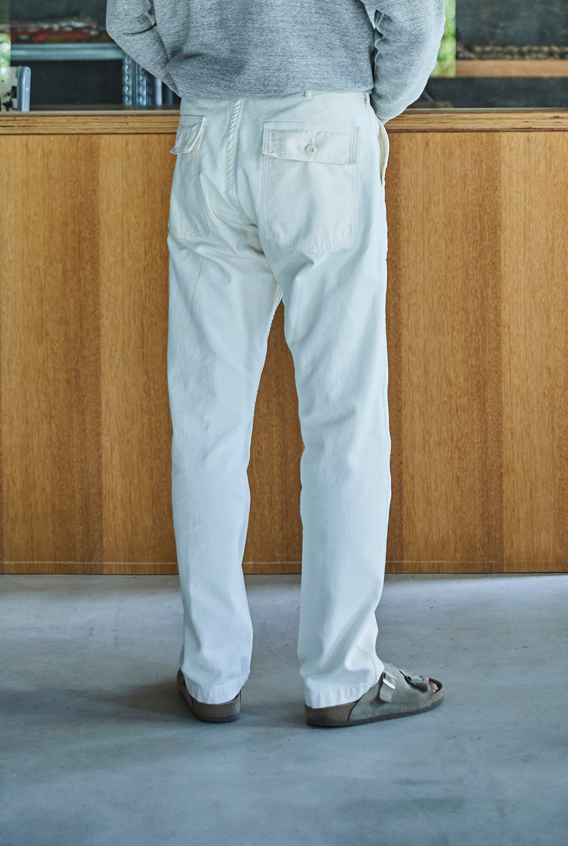 Slim Fit Army Fatigue Pants - Ecru