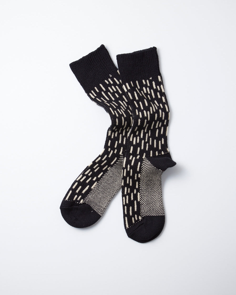 Rain Drop Crew Socks - Black / Ivory