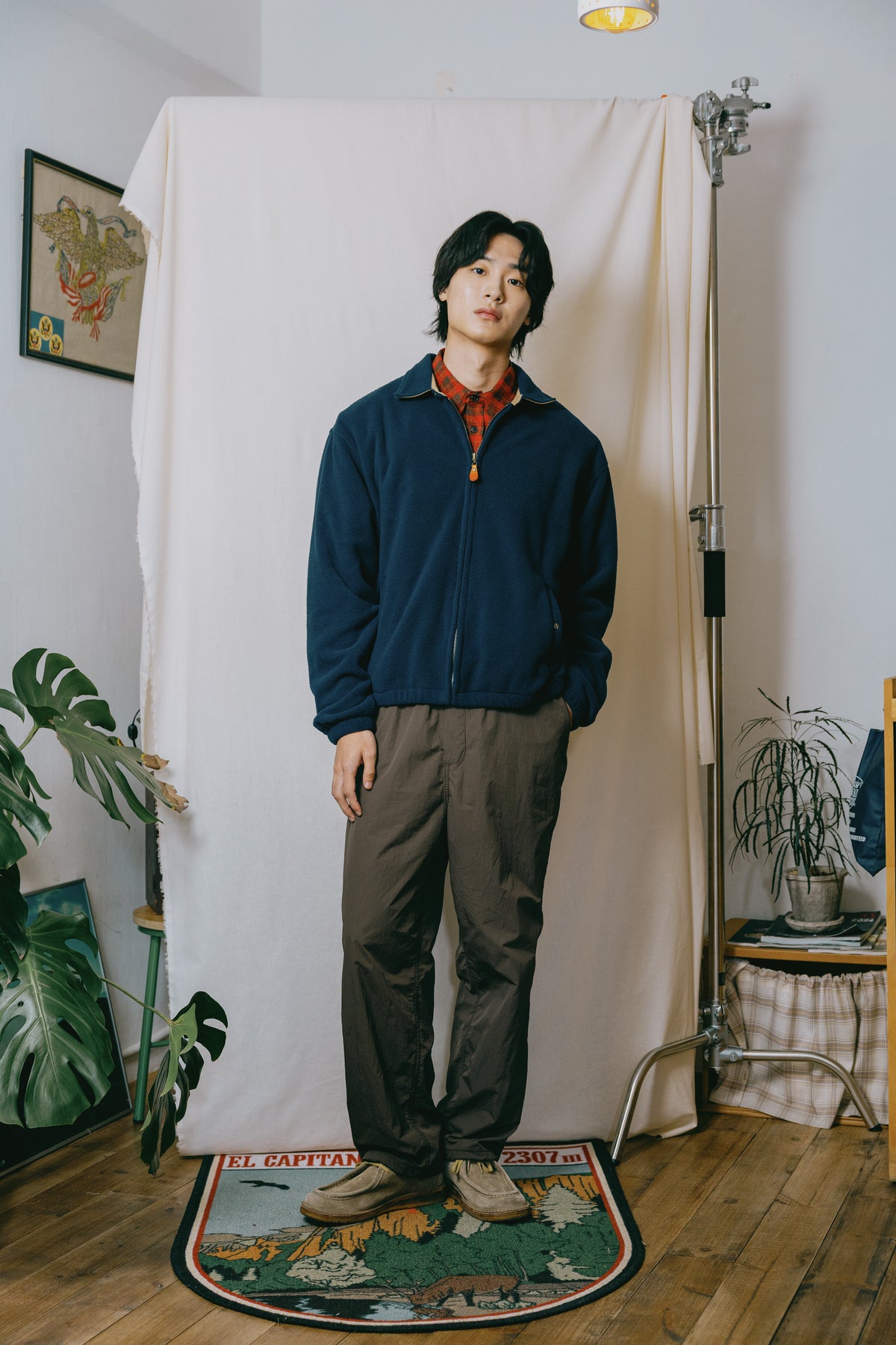 Fleece Bomber Jacket - Navy