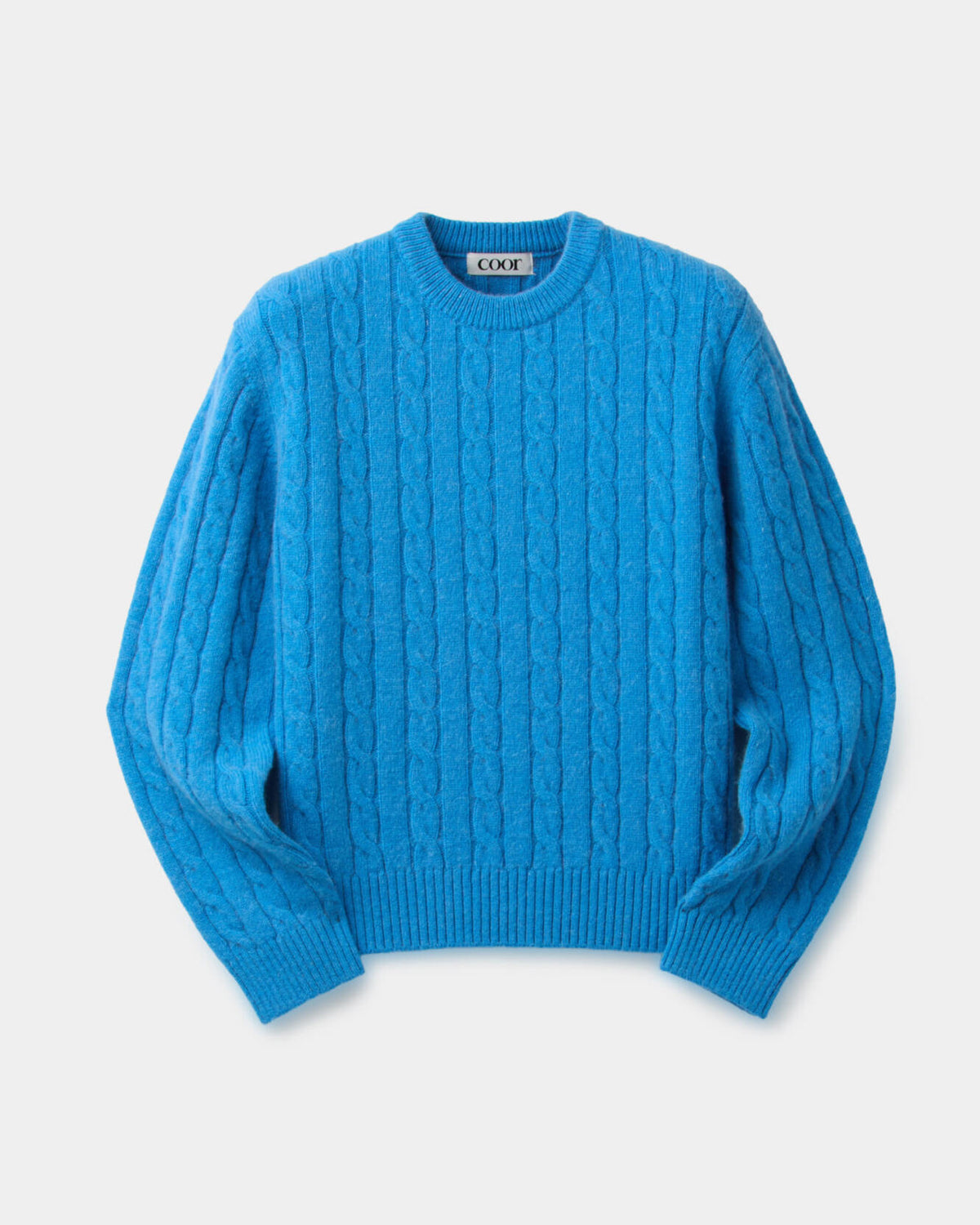 Alpaca Blend Cable Sweater - Blue Opal