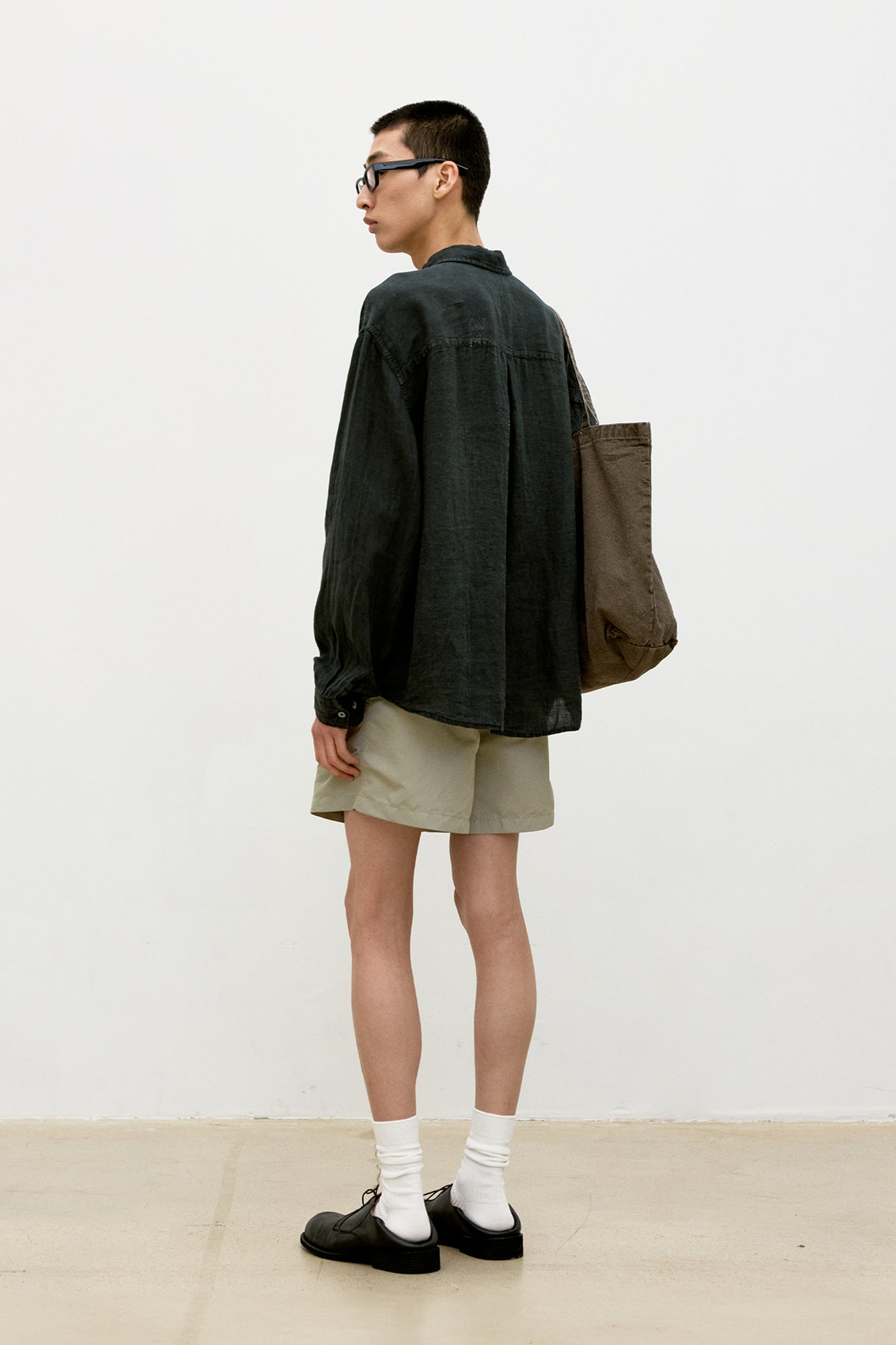 Linen Dyed Oversized Shirt - Washed Charcoal